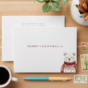 Merry Christmas Bear in a Sweater Envelope
