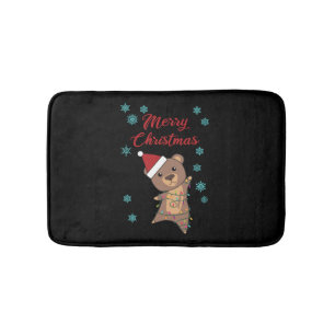 Merry Christmas Bear Snow Winter Bear Teddy Bath Mat