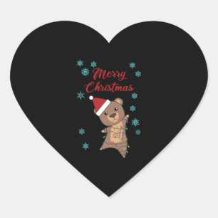 Merry Christmas Bear Snow Winter Bear Teddy Heart Sticker