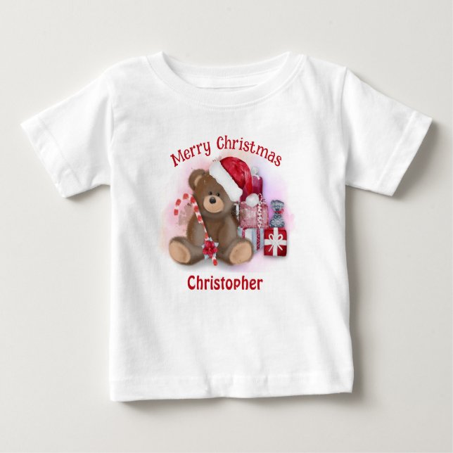 Merry Christmas Bear Toddler Kids Baby Christmas  Baby T-Shirt (Front)