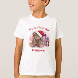 Merry Christmas Bear Toddler Kids Christmas  T-Shirt