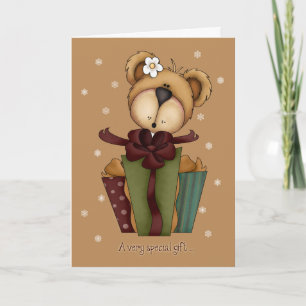 Merry Christmas Bear with Gift/Money Enclosed Holiday Card