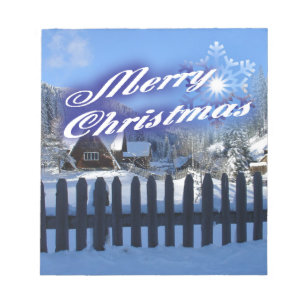 Merry Christmas - Beautiful Log Cabin in the Snow Notepad