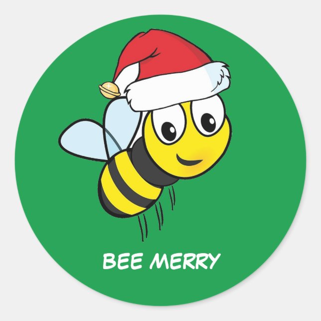 Merry Christmas Bee  Classic Round Sticker (Front)