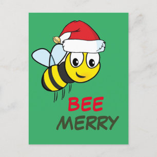 Merry Christmas Bee  Holiday Postcard