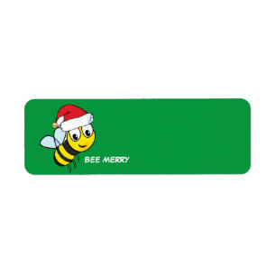 Merry Christmas Bee Return Address Label