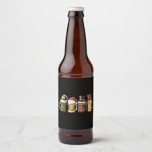 Merry Christmas Beers Drinking Santa Beer Lover  Beer Bottle Label