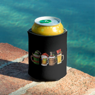 Merry Christmas Beers Drinking Santa Beer Lover Can Cooler