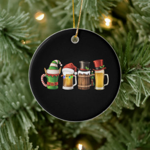 Merry Christmas Beers Drinking Santa Beer Lover Ceramic Ornament