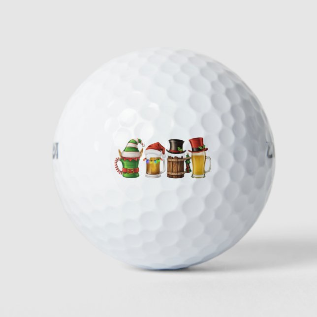 Merry Christmas Beers Drinking Santa Beer Lover  Golf Balls (Front)