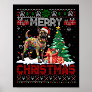 Merry Christmas Belgian Malinois Dog Lover Ugly Xm Poster