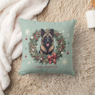 Merry Christmas Belgian Malinois Dog Xmas Cushion