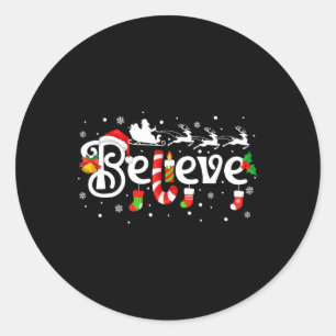Merry Christmas Believe In Santa Claus Family Paja Classic Round Sticker