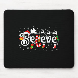 Merry Christmas Believe In Santa Claus Family Paja Mouse Pad