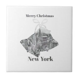 Merry Christmas Bell New York Ceramic Tile