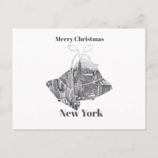 Merry Christmas Bell New York Holiday Postcard (Front)