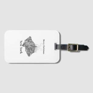 Merry Christmas Bell New York Luggage Tag