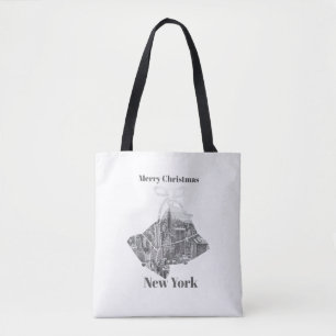Merry Christmas Bell New York Tote Bag