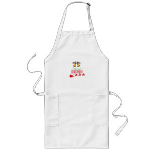 Merry Christmas – Bells & Santa Sleigh Design Long Apron