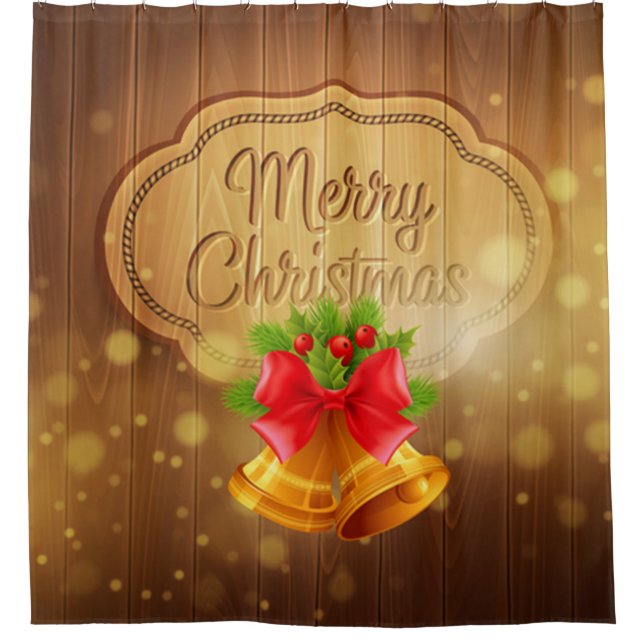 Merry Christmas Bells Shower Curtain (Front)