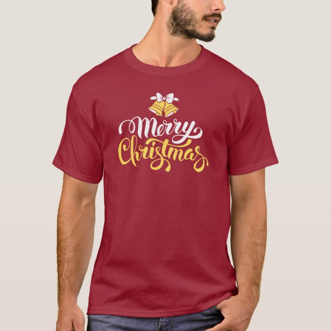 Merry Christmas Bells Vintage Design T-Shirt (Front)