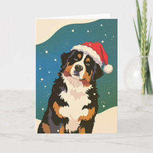 Merry Christmas Bernese Mountain Dog  in Santa  Card