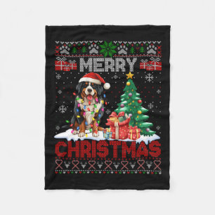 Merry Christmas Bernese Mountain Dog Lover Ugly Xm Fleece Blanket