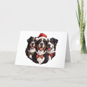 Merry Christmas Bernese Mountain Dogs Holiday Card