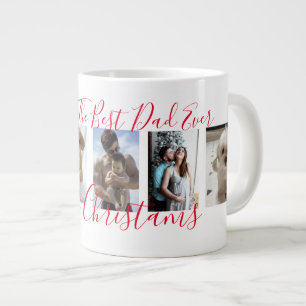 Merry Christmas Best Dad Ever 5 Photo Collage Large Coffee Mug