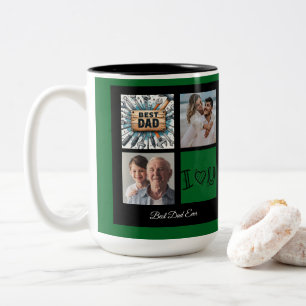 Merry Christmas Best Dad Ever Photo collage Two-Tone Coffee Mug