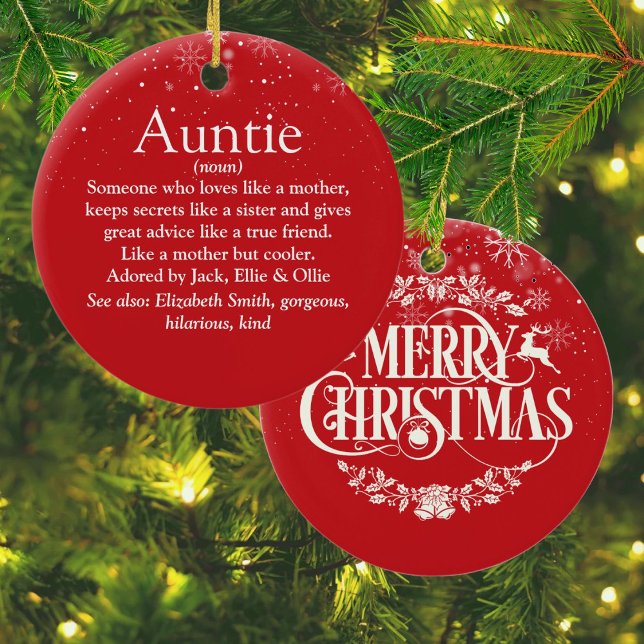 Merry Christmas Best Ever Aunt Auntie Definition Ceramic Ornament (Merry Christmas Best Ever Aunt Auntie Definition Ceramic Ornament)
