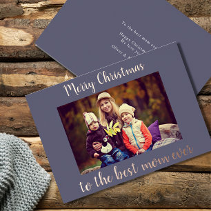 Merry Christmas Best Mum Ever Photo Foil Holiday Card