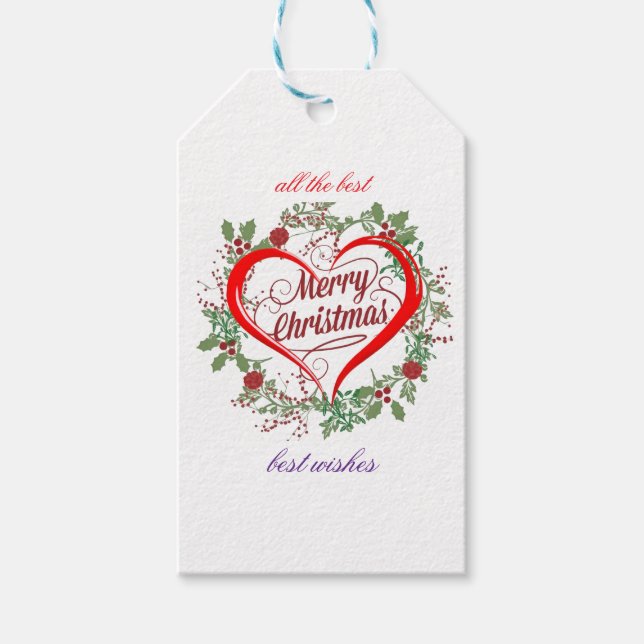 Merry christmas best  wishes  gift tags (Front)