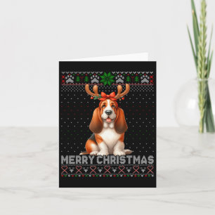 Merry Christmas Bet Hound Dog Lovers Ugly Xmas Swe Card