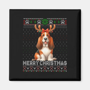 Merry Christmas Bet Hound Dog Lovers Ugly Xmas Swe Magnet