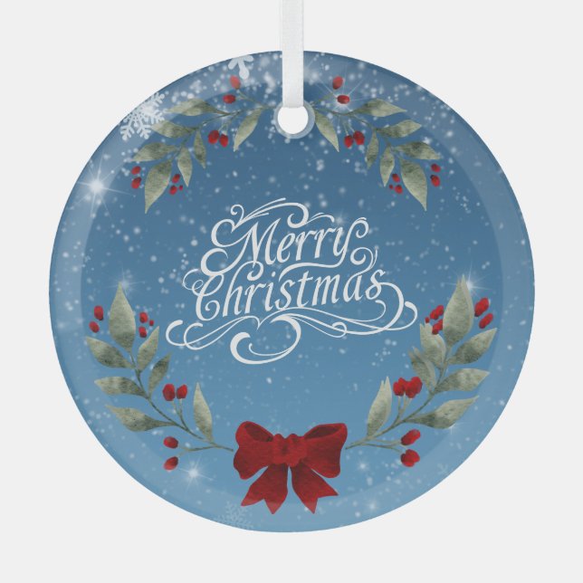 Merry Christmas Bible Verse Glass Tree Decoration (Front)