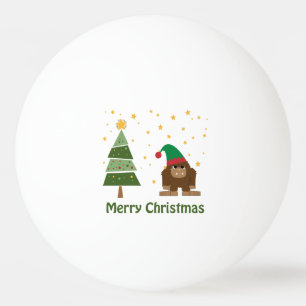 Merry Christmas Bigfoot Ping Pong Ball