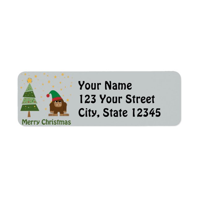 Merry Christmas Bigfoot Return Address Label (Front)