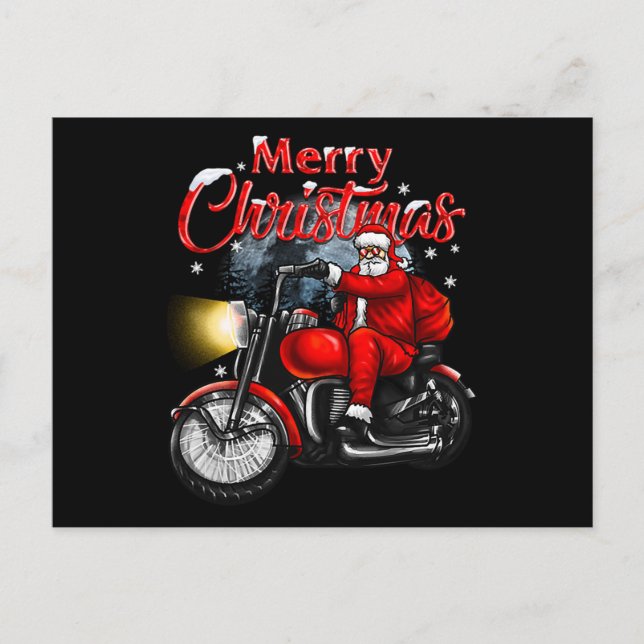 Merry Christmas Biker Santa Announcement Postcard (Front)