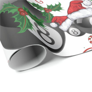 Merry Christmas Billiards Eight Ball   Santa Wrapping Paper