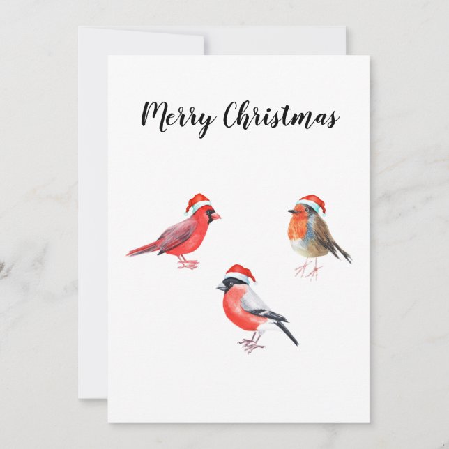 Merry Christmas birds greeting card. Thank You Card (Front)