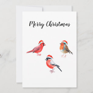 Merry Christmas birds greeting card. Thank You Card