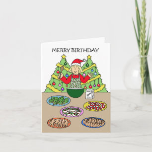 Merry Christmas Birthday Lady Baking Card