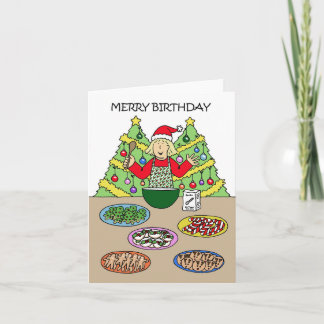 Merry Christmas Birthday Lady Baking Card