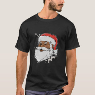 Merry Christmas Black African American Santa Gift  T-Shirt
