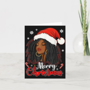 Merry Christmas Black African Girl Santa Hat Xmas  Card