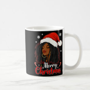 Merry Christmas Black African Girl Santa Hat Xmas  Coffee Mug