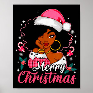 Merry Christmas Black Afro African American Girl S Poster