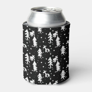 Merry Christmas! Black and white Can Cooler
