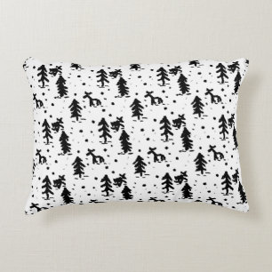 Merry Christmas! Black and white Decorative Cushion